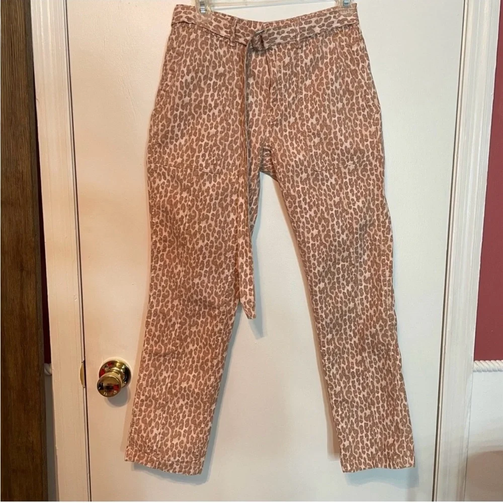 Anthropolgie The Wanderer Pants Leopard/Cheetah Print 28 Cream/Tan - Picture 3 of 10
